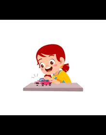 Little Girl and The Red Toy Car